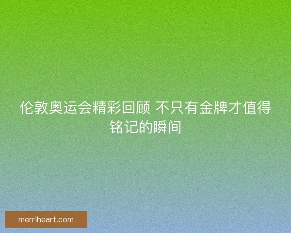 伦敦奥运会精彩回顾 不只有金牌才值得铭记的瞬间